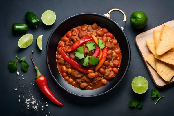 Ingrédients colorés pour la préparation du Chili con carne