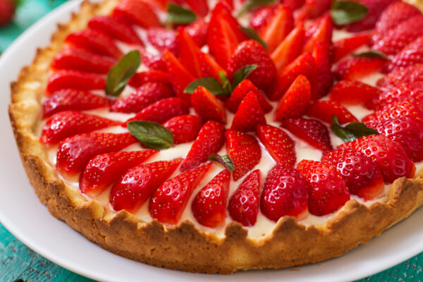 Tarte aux fraises fraîchement préparée