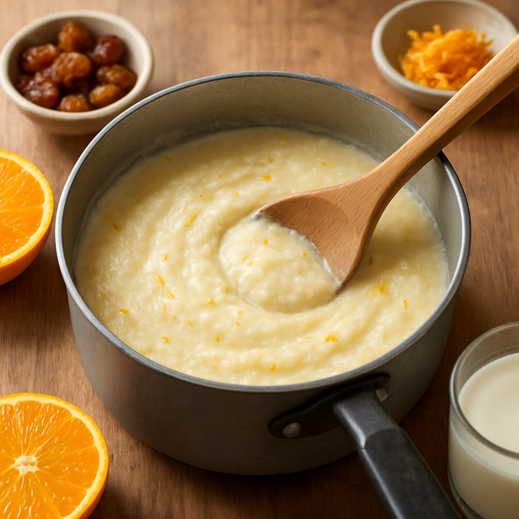 Gâteau de semoule au lait, orange et raisins : le dessert familial facile — illustration 1