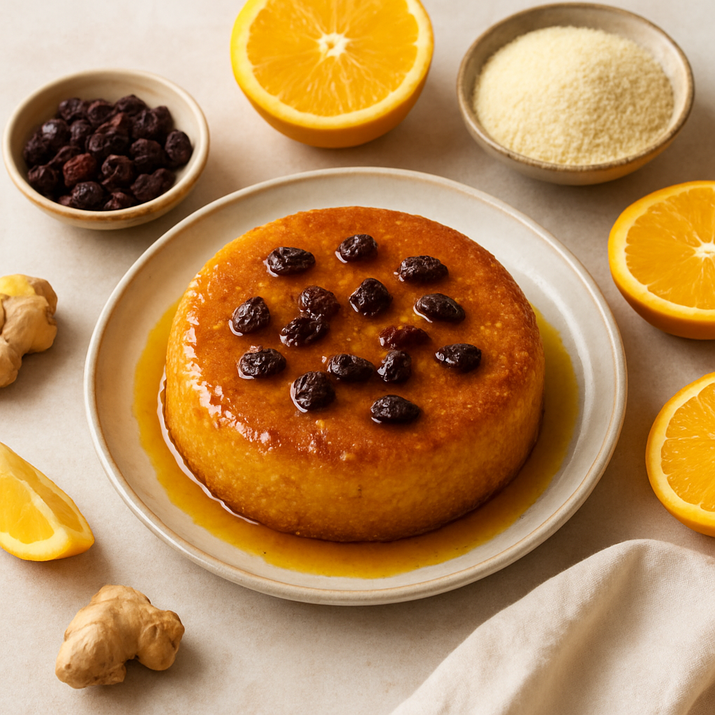 Gâteau de semoule au lait, orange et raisins : le dessert familial facile