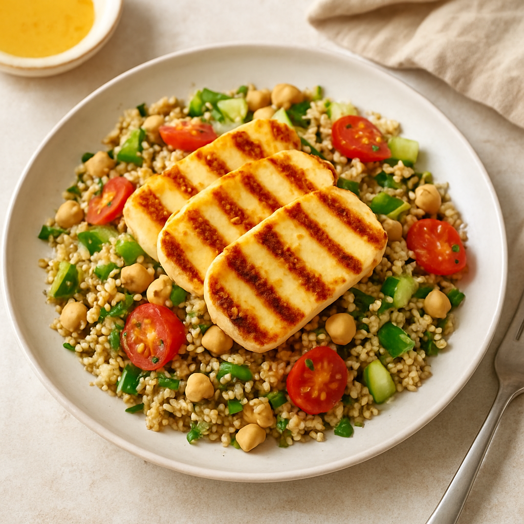 Salade tiède de quinoa, pois chiches et halloumi grillé — illustration 1