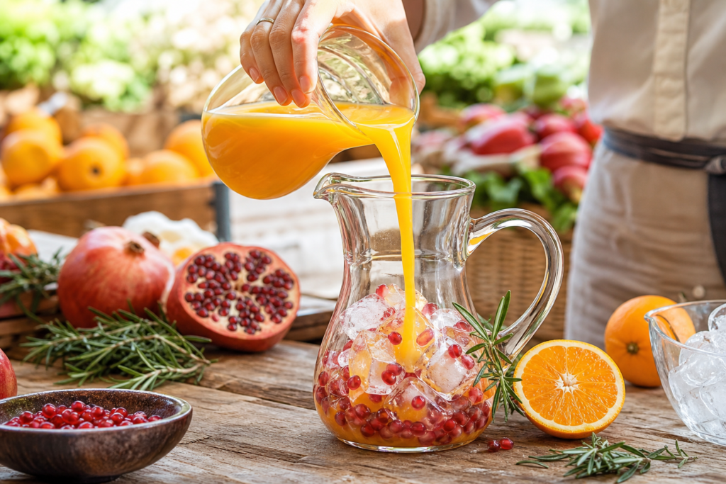 Mocktail orange, grenade et romarin : boisson sans alcool rapide et festive — illustration 1