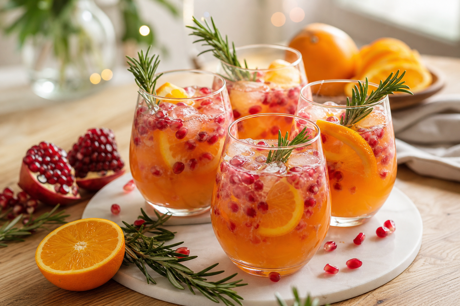 Mocktail orange, grenade et romarin : boisson sans alcool rapide et festive