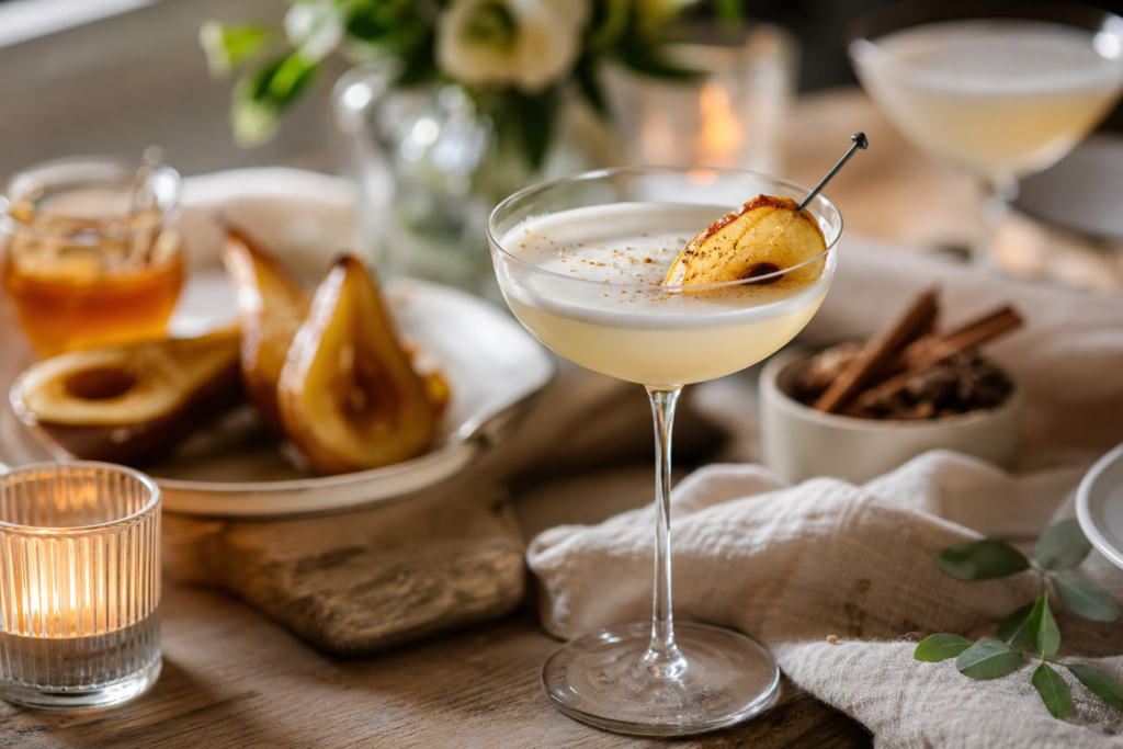 Sour au vermouth blanc, poire rôtie et miel d'épices — illustration 1