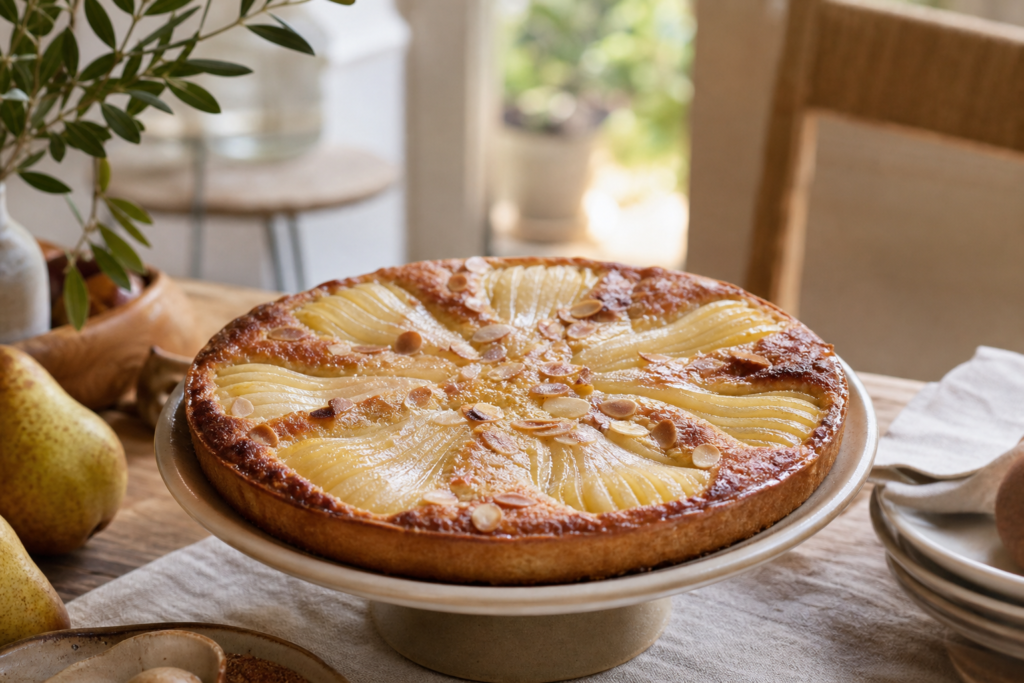 Tarte bourdaloue revisitée à la poire Williams et crème d’amande à la fleur d’oranger — illustration 1