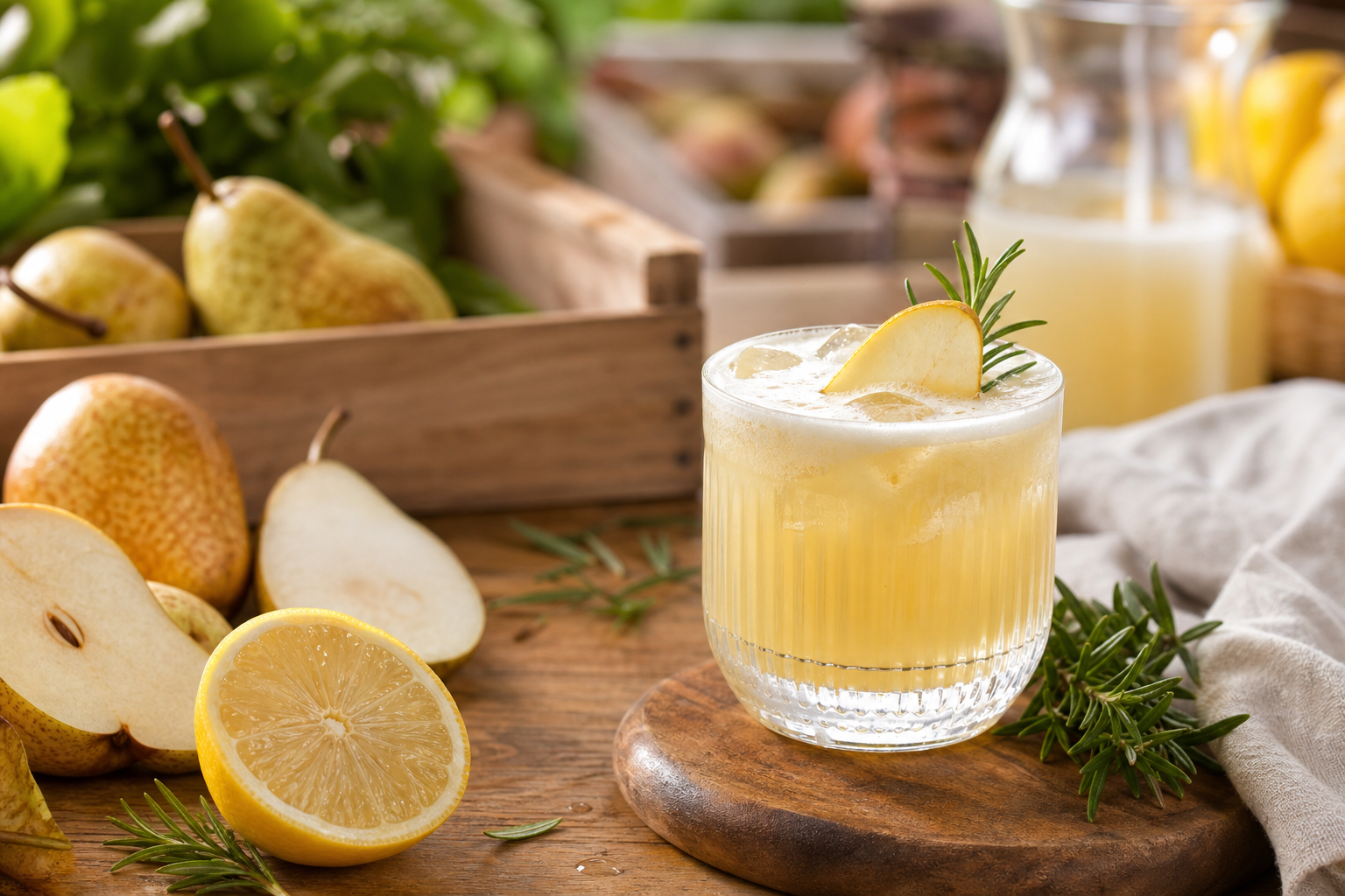 Virgin Sour à la poire, citron et romarin