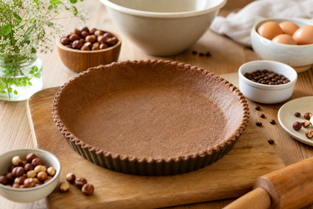 Flan pâtissier à la noisette et au café, pâte sablée maison — illustration 1