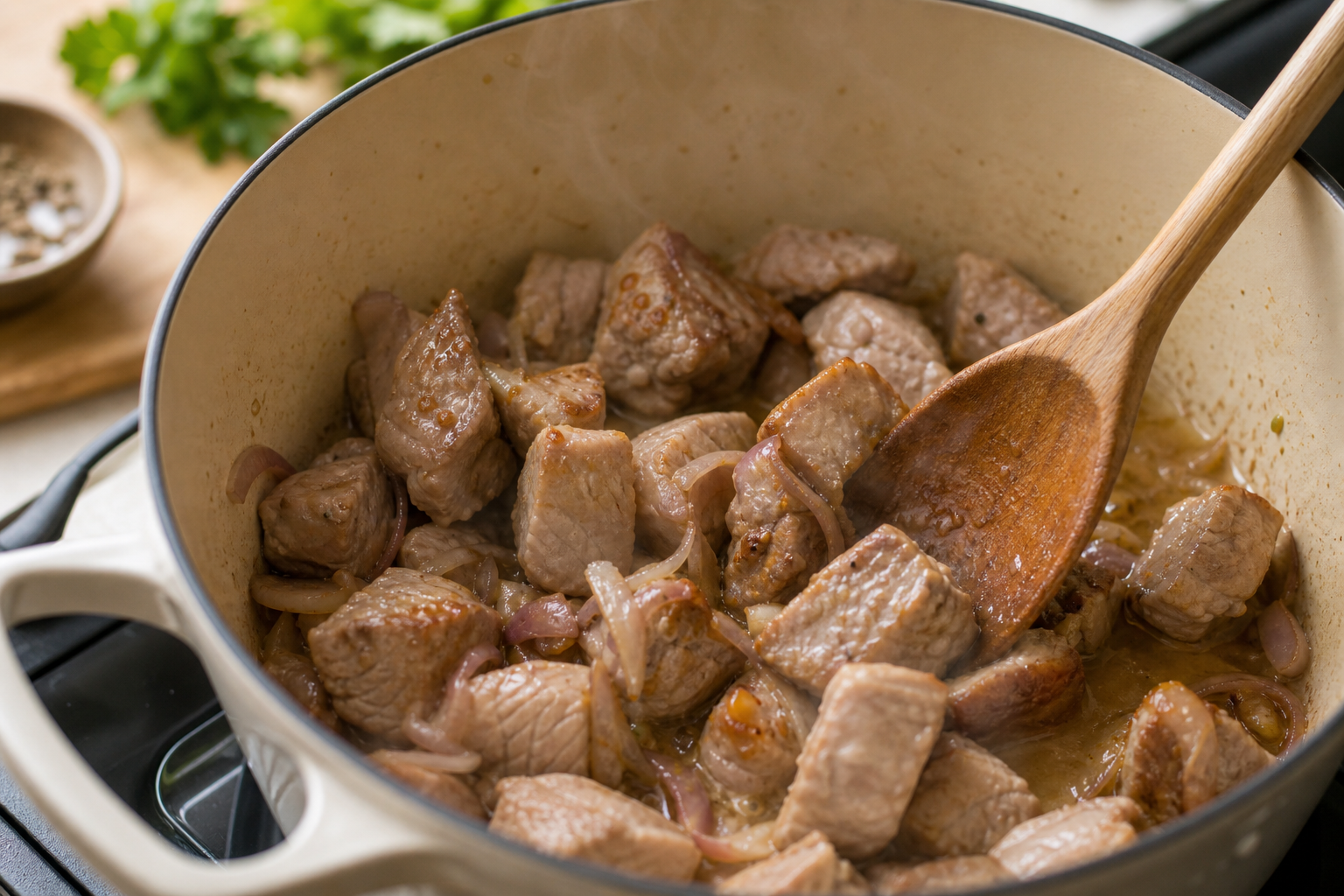 Sauté de veau aux petits pois, artichauts et sauce citronnée au vin blanc — illustration 1