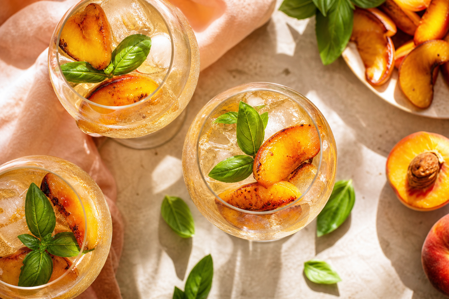 Spritz au vin blanc, pêche rôtie et basilic : le cocktail économique et gourmand